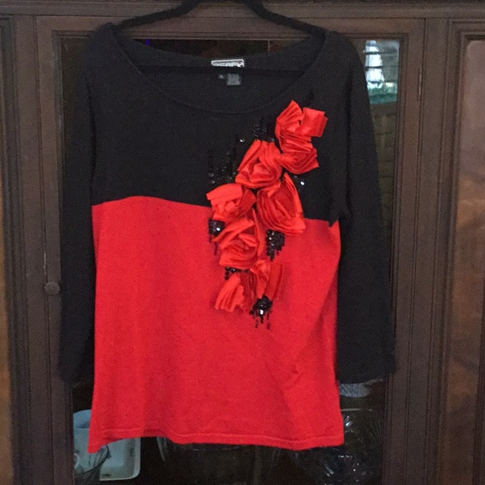 Black and red dressy pullover